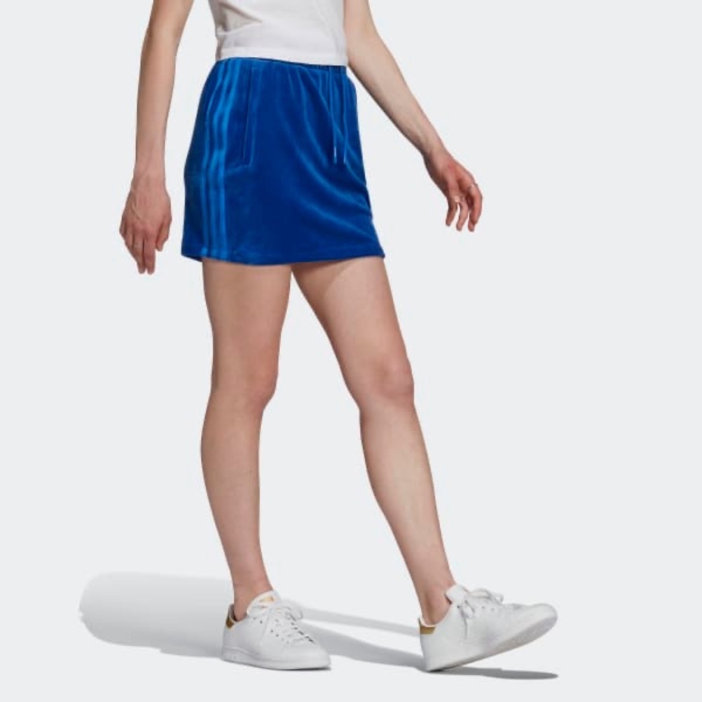adidas Royal Blue Velvet Midi Skirt with Side Stripes